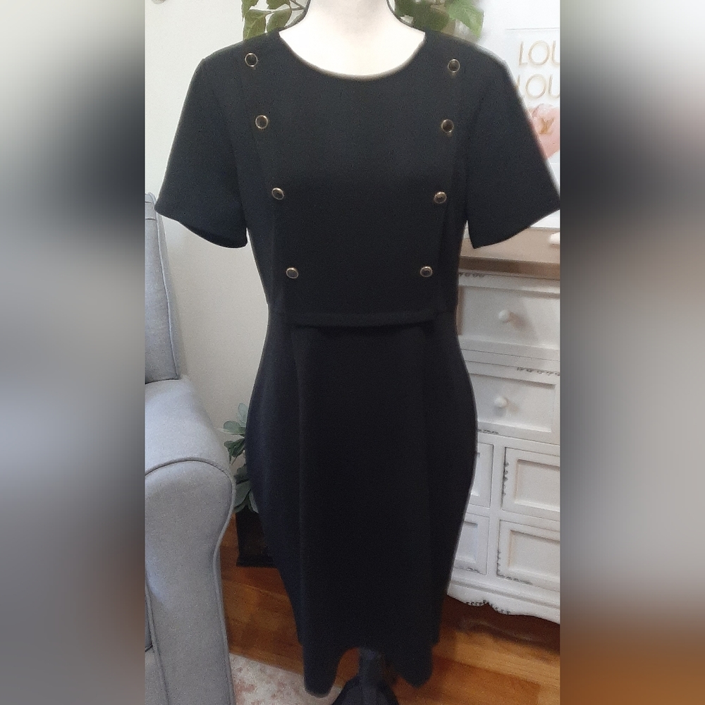 NWT Allegra K Business Casual Round Neck Short Sleeve Knit Bodycon Dress - Picture 5 of 10
